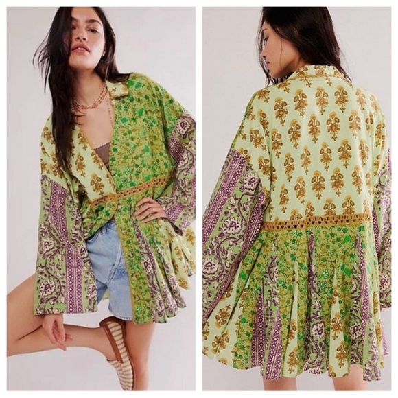 Free People Dresses & Skirts - New! Free People Hazy Baby Mini Dress patchwork babydoll not 27528